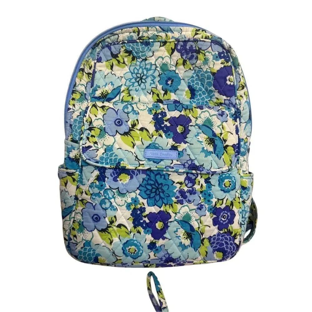 Vera Bradley Women's Quilted Blueberry Blooms Mini Backpack with Pouch Blue Mini